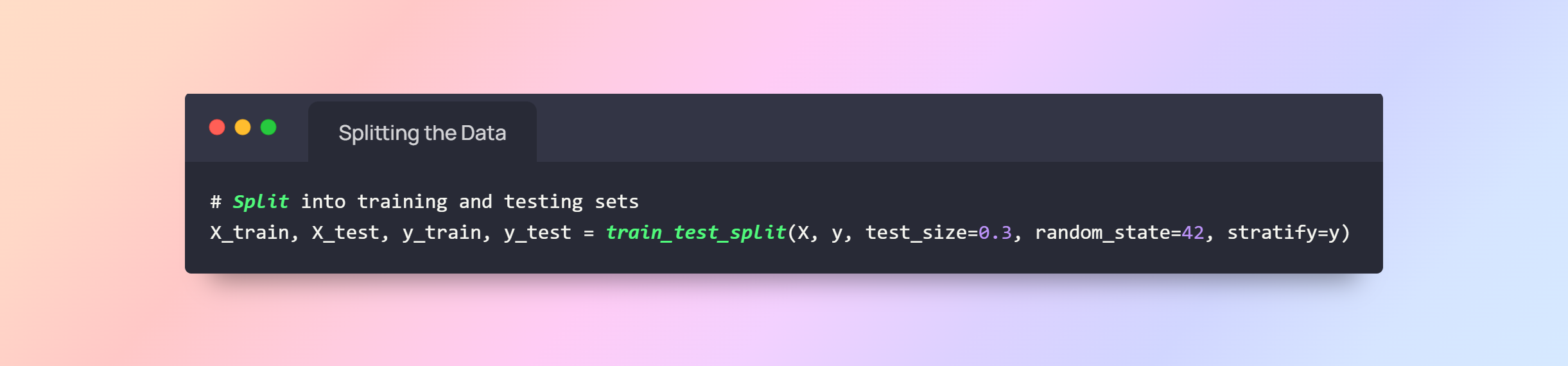 splitting the data